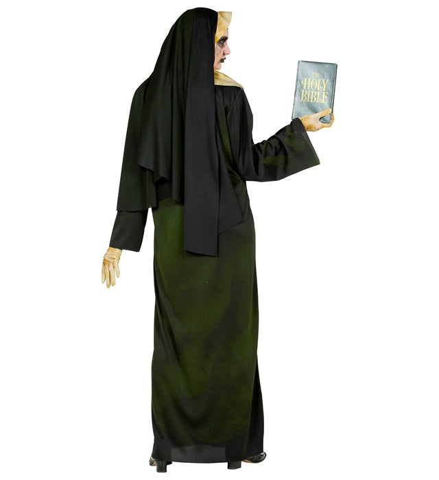 Dämonische Nonne Kostüm mit Robe, Kapuze und Schleier für Fasnacht und Halloween