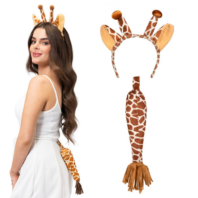 Boland Haarreif Giraffen-Plüschset für Erwachsene mit Ohren und Schwanz