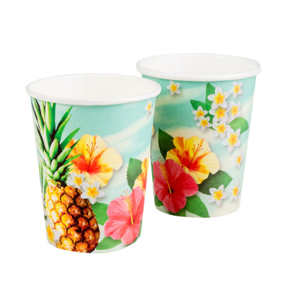 Boland Tischdekoration Paradise Hawaii Papierbecher 210 ml 10er-Set