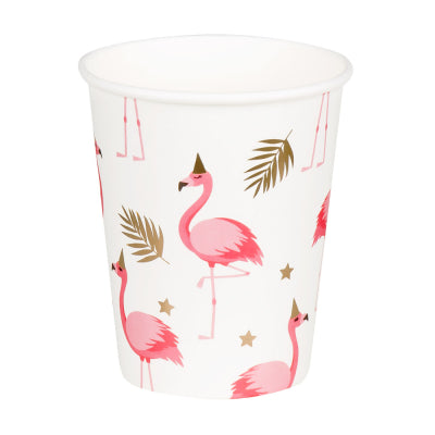 Boland Tischdekoration Flamingo Papierbecher 10er-Pack 210 ml
