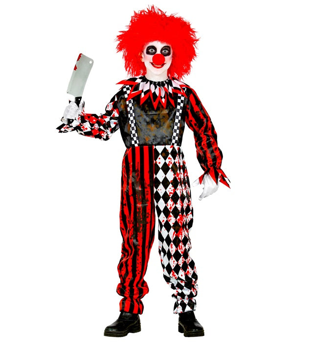 Killerclown Kostüm mit Overall und Kragen für Fasnacht und Halloween