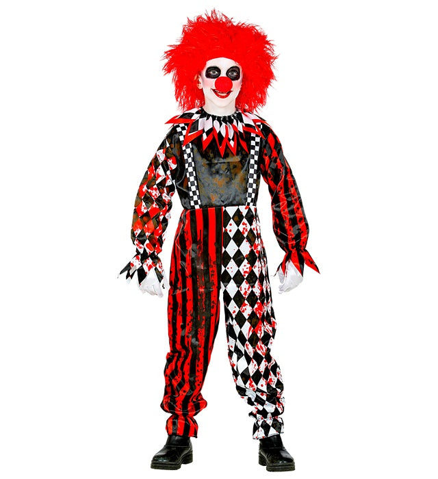 Killerclown Kostüm mit Overall und Kragen für Fasnacht und Halloween