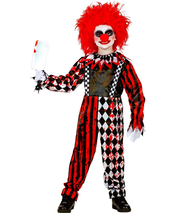 Killerclown Kostüm mit Overall und Kragen für Fasnacht und Halloween