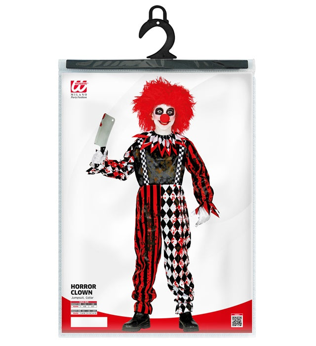 Killerclown Kostüm mit Overall und Kragen für Fasnacht und Halloween