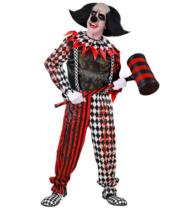 KILLERCLOWN Kostüm Overall mit Kragen für Fasnacht und Halloween