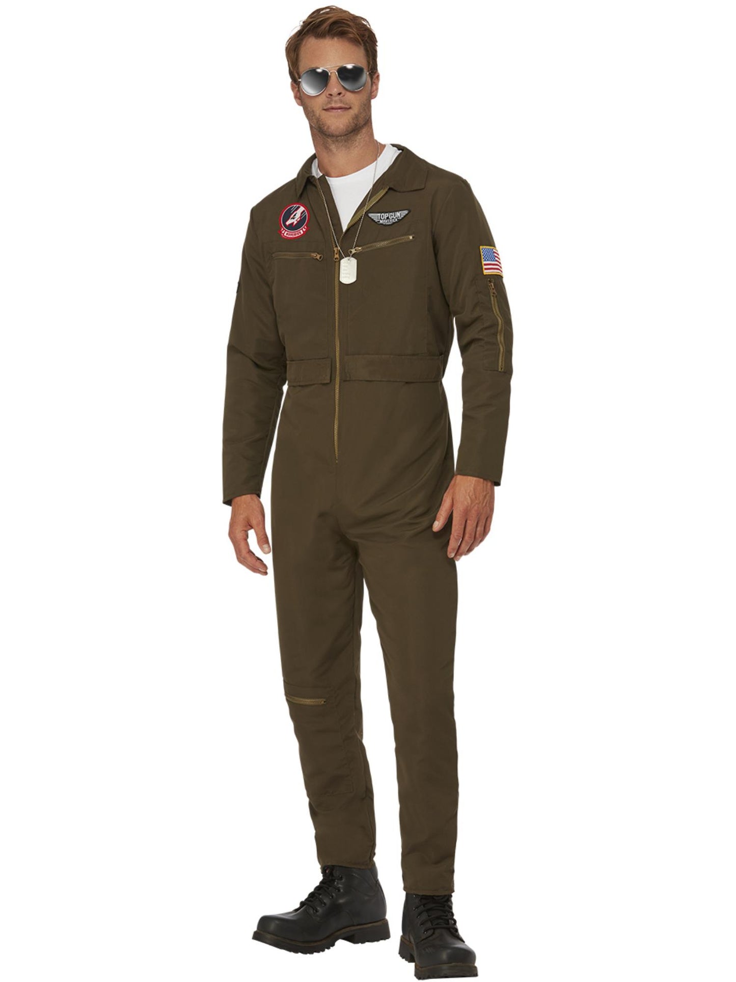 Smiffys Top Gun Maverick Men's Aviator Costume, Green CS für Herren