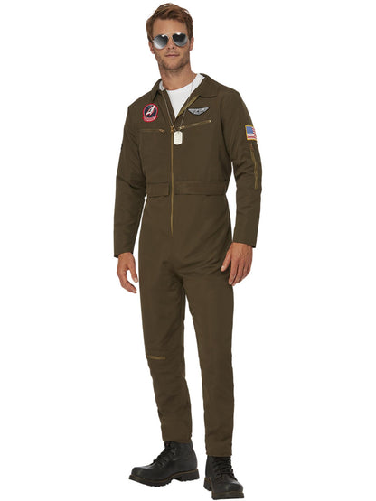 Smiffys Top Gun Maverick Men's Aviator Costume, Green CS für Herren