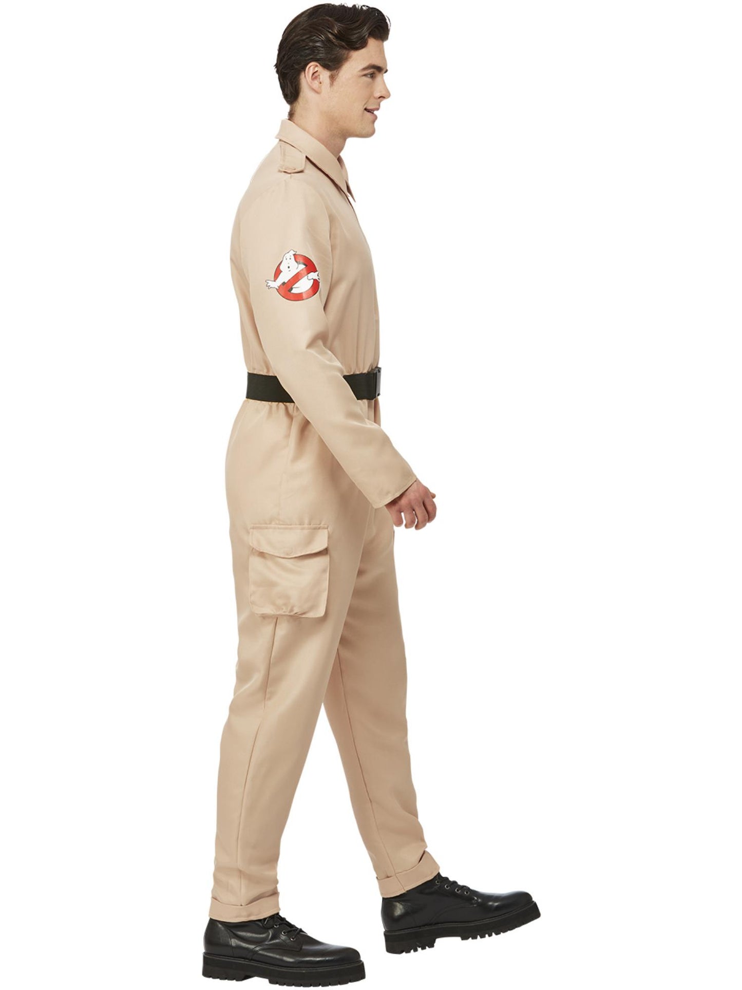 Smiffys Ghostbusters Kostüm für Herren in Beige mit Overall und aufblasbarem Rucksack – Seitenansicht