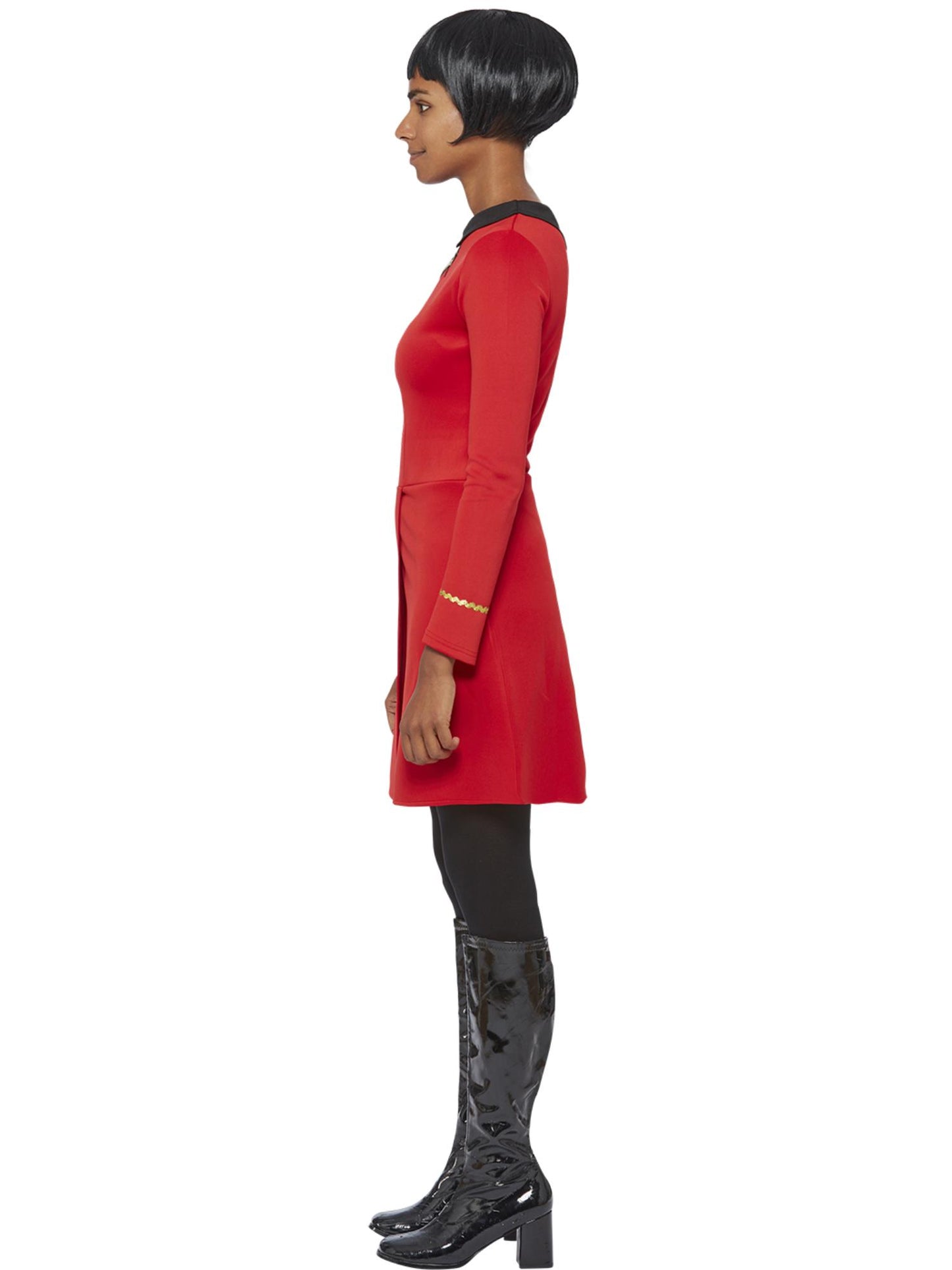Smiffys Star Trek Operations Uniform für Damen in Rot mit Delta-Abzeichen – Seitenansicht