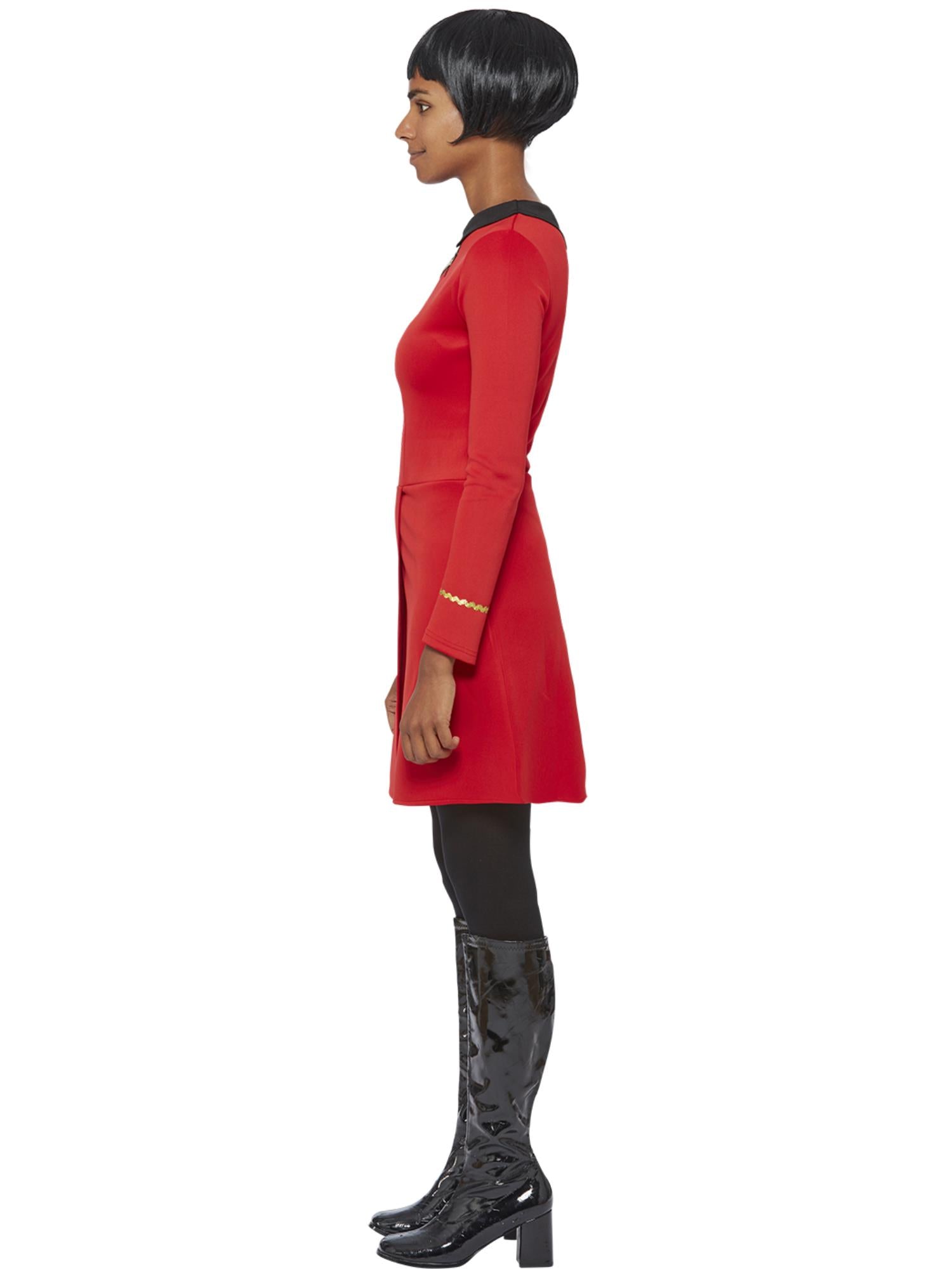 Smiffys Star Trek Operations Uniform für Damen in Rot mit Delta-Abzeichen – Seitenansicht