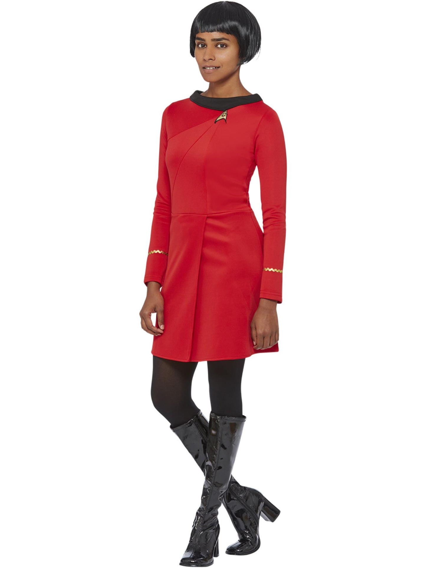 Smiffys Star Trek Operations Uniform für Damen in Rot mit Delta-Abzeichen – Produktansicht