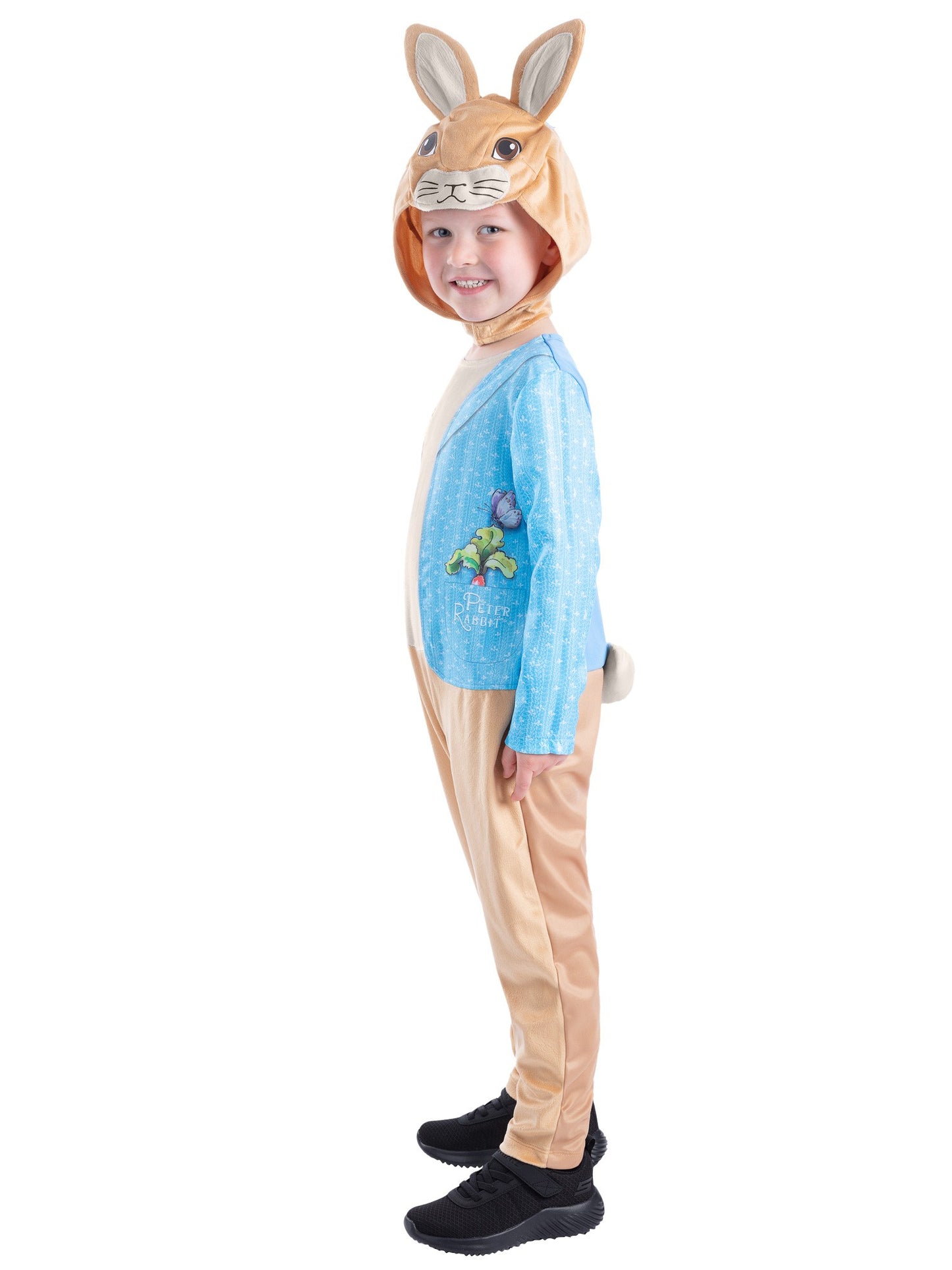 Smiffys Peter Rabbit Kostüm für Jungen in Blau mit Charakterkapuze – Seitenansicht