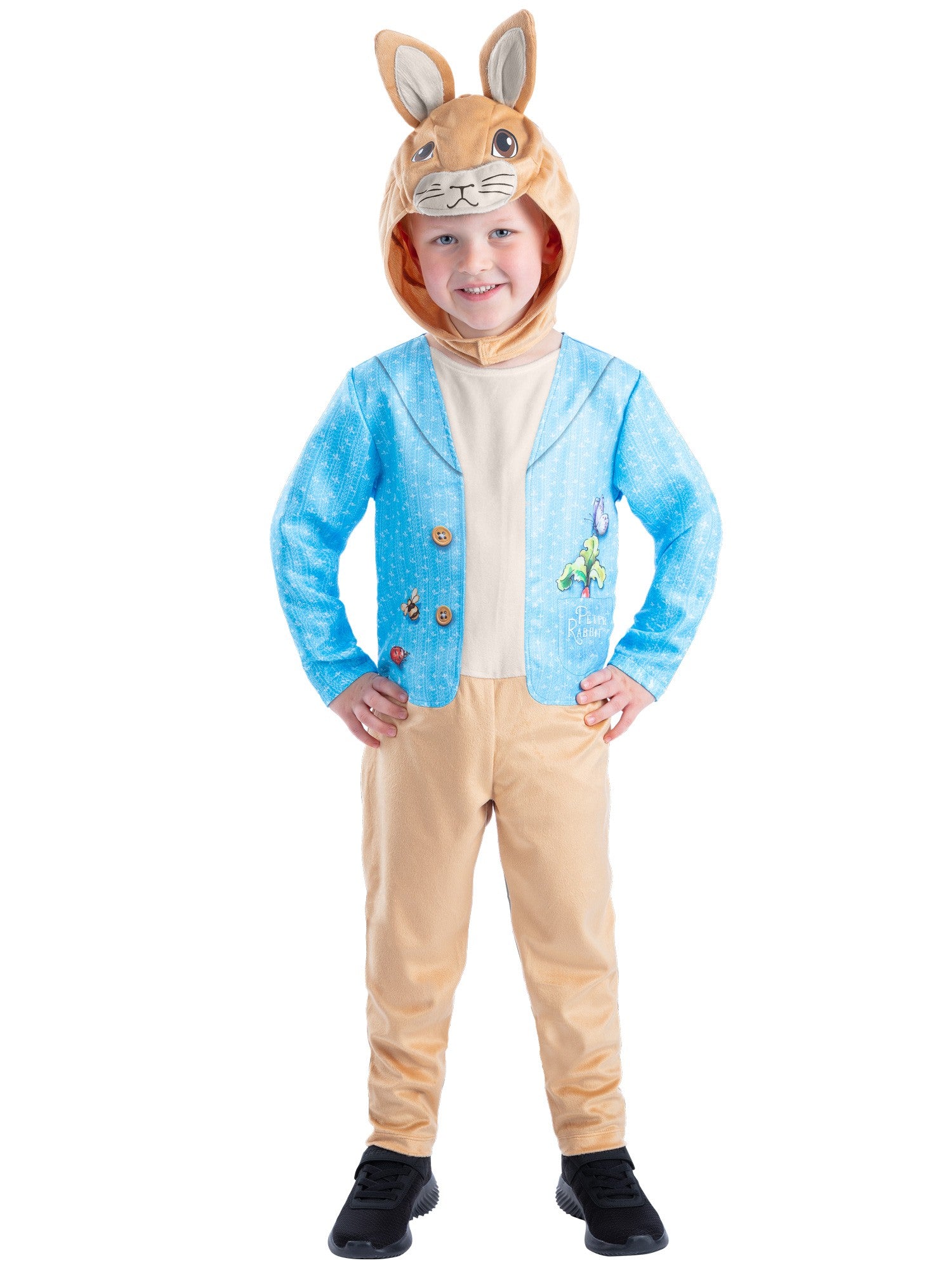Smiffys Peter Rabbit Kostüm für Jungen in Blau mit Charakterkapuze – Produktansicht