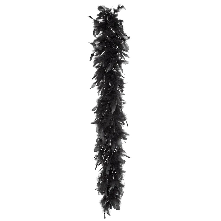 Boland Federboa Glamour schwarz mit silberner Lametta 50g 180 cm – Detailansicht