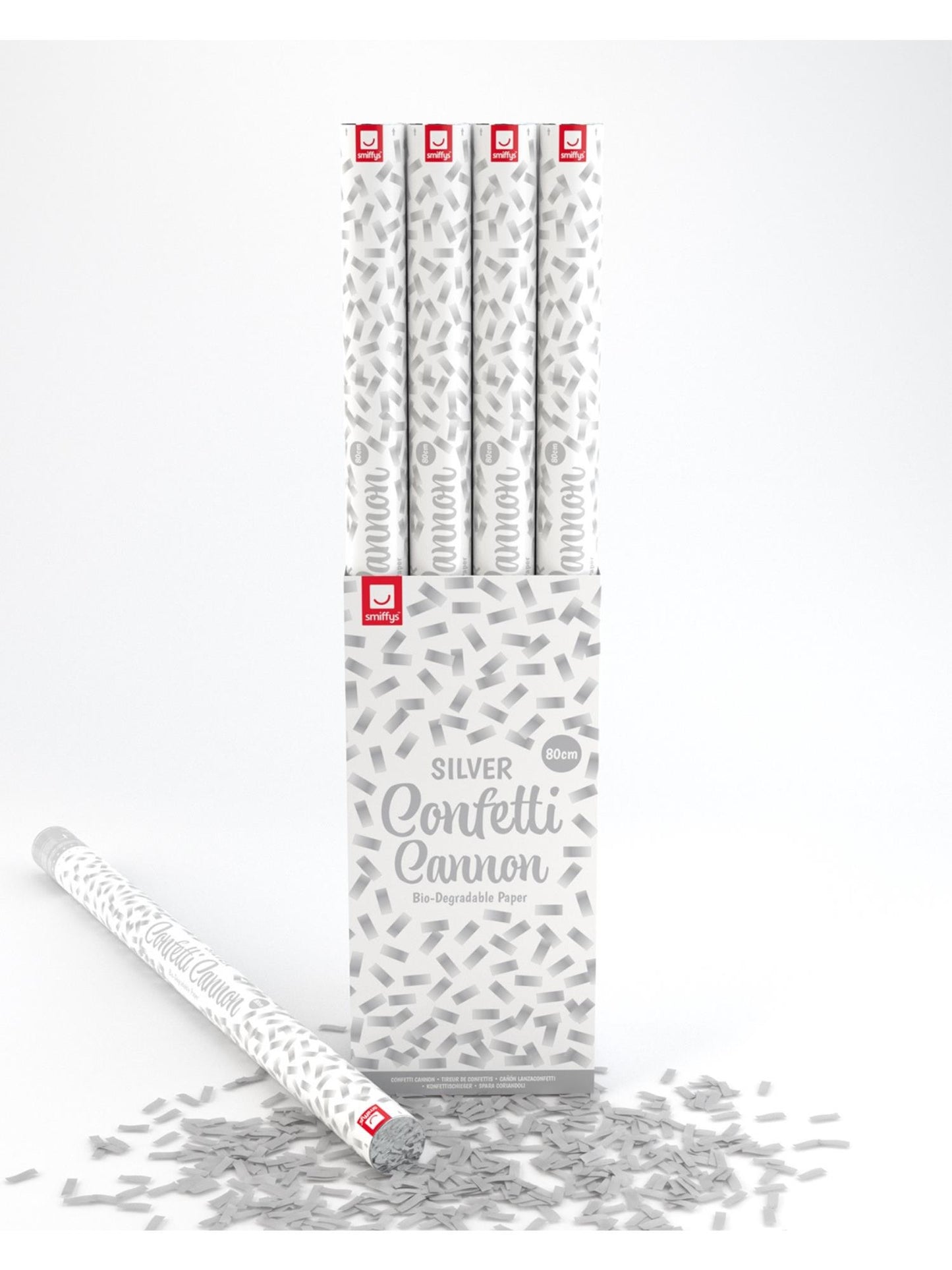 Smiffys 80cm Confetti Cannon, Silver, DB of 12 AC für Unisex