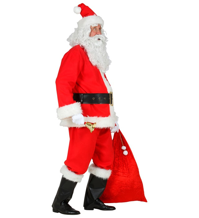 Weihnachtsmann Kostüm mit roter Jacke, Hose, Gürtel, Stiefelüberziehern und Mütze