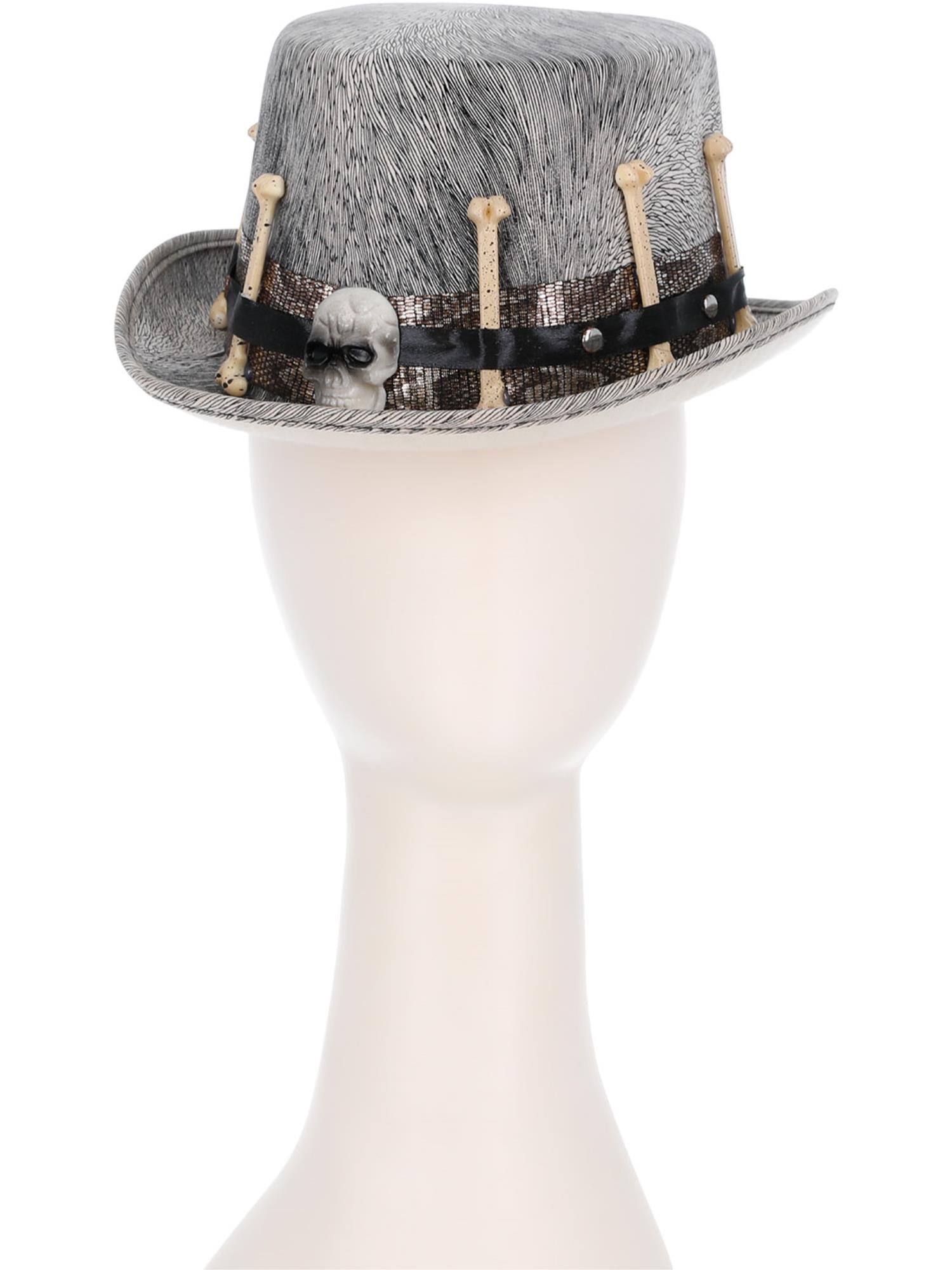 Smiffys grauer Voodoo Distressed Top Hat für Kinder – Detailansicht