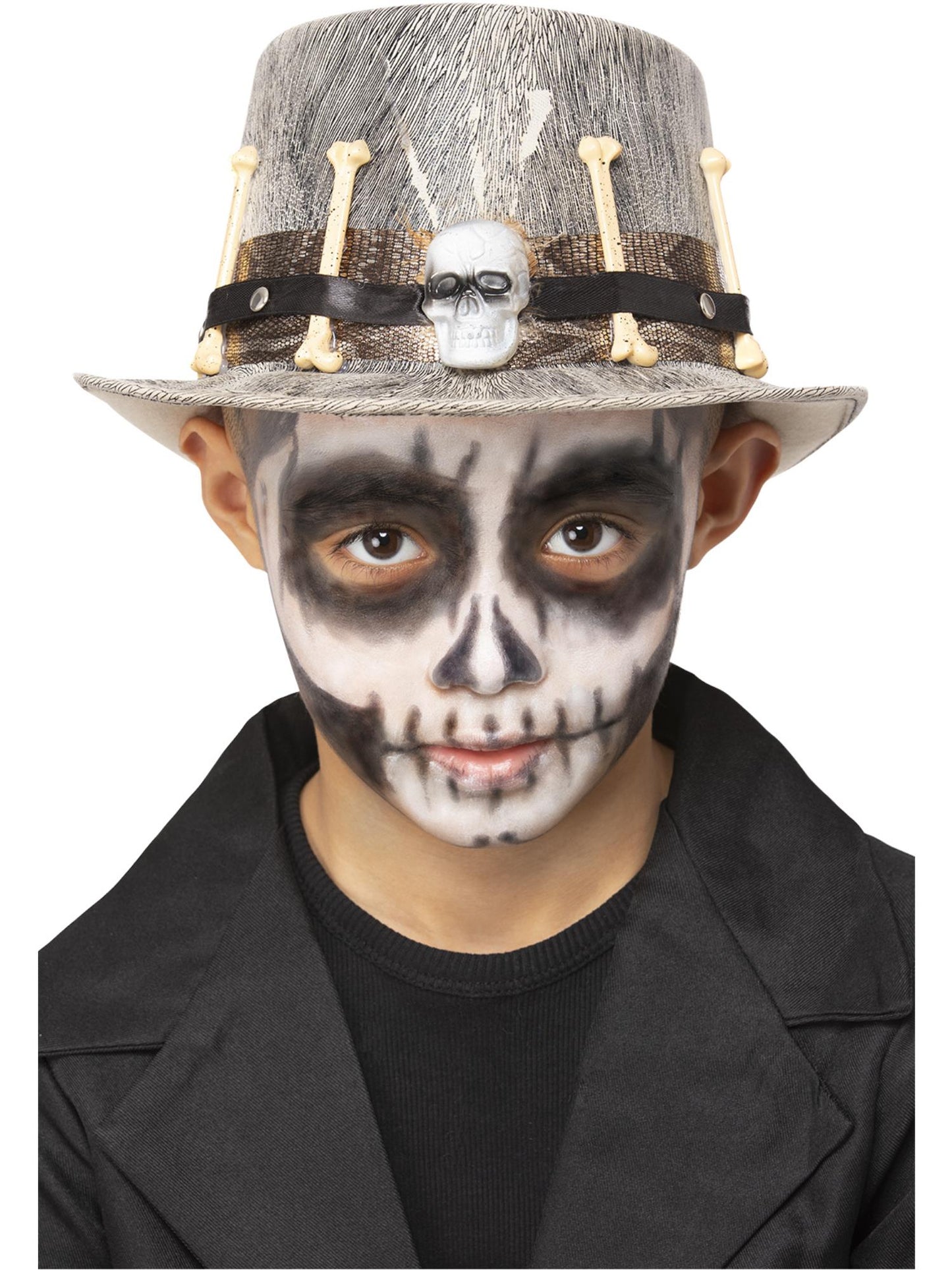 Smiffys grauer Voodoo Distressed Top Hat für Kinder – Produktansicht