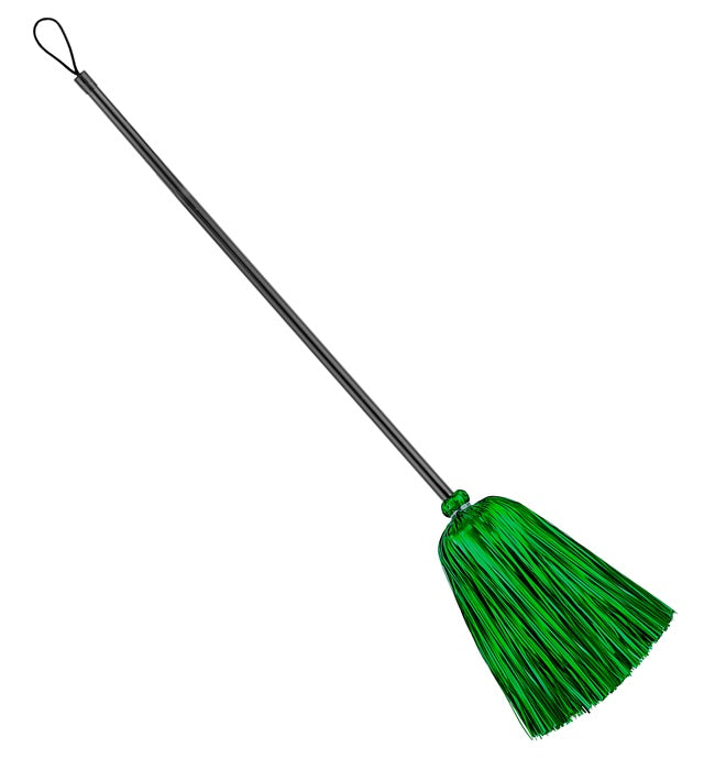 Grüner Lametta Hexenbesen 92 cm für Fasnacht und Halloween