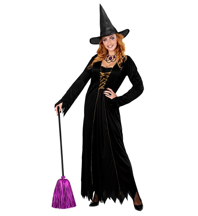Violetter Lametta Hexenbesen 92 cm als Halloween und Fasnacht Dekoration