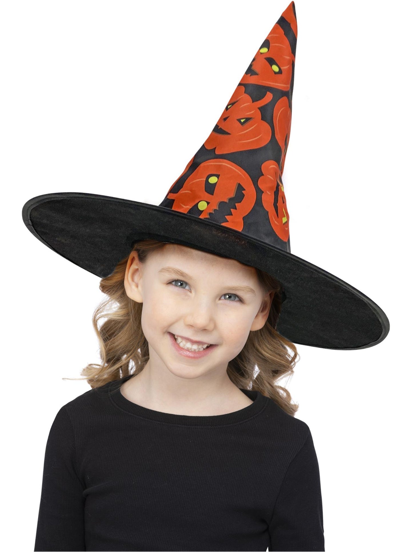 Smiffys Pumpkin Hexenhut für Kinder in Schwarz – Produktansicht