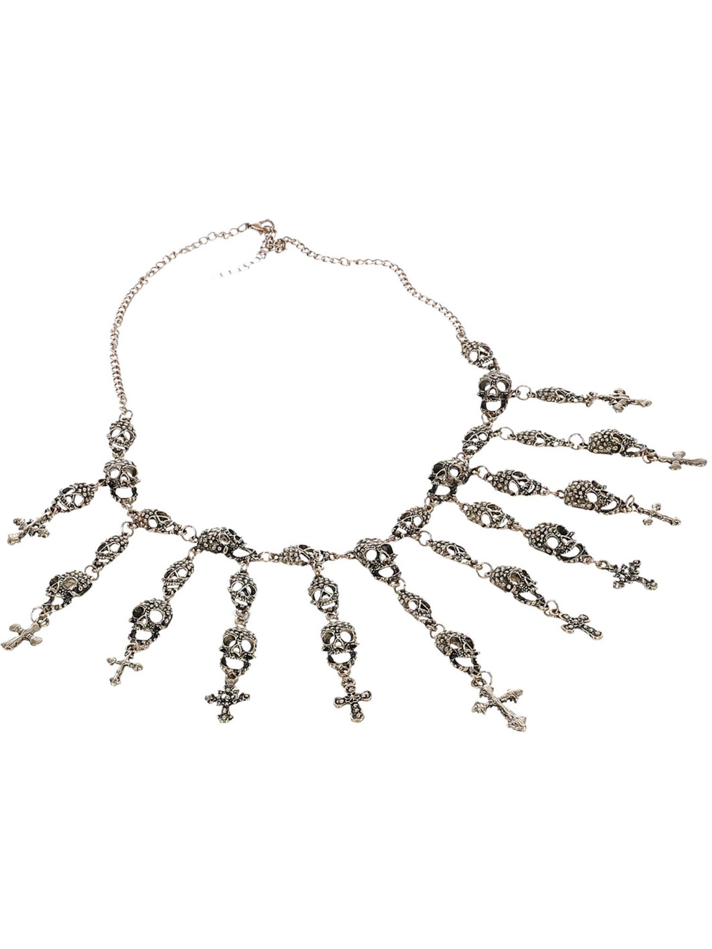 Smiffys Voodoo Skull Halskette aus Metall in Bronze für Damen – Seitenansicht
