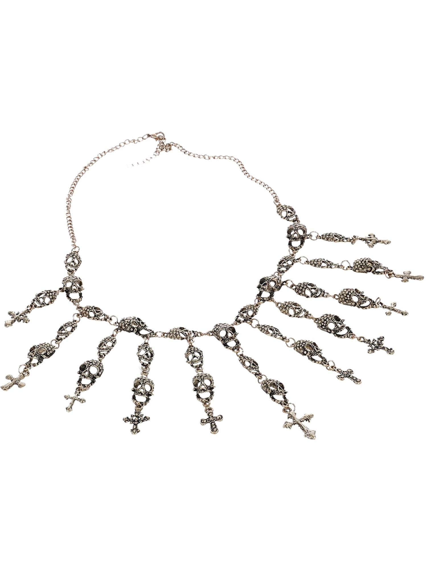 Smiffys Voodoo Skull Halskette aus Metall in Bronze für Damen – Seitenansicht