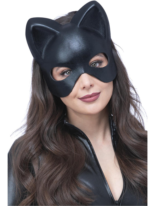 Smiffys Black Cat Eyemask für Damen, schwarze Katzenmaske mit elastischem Band