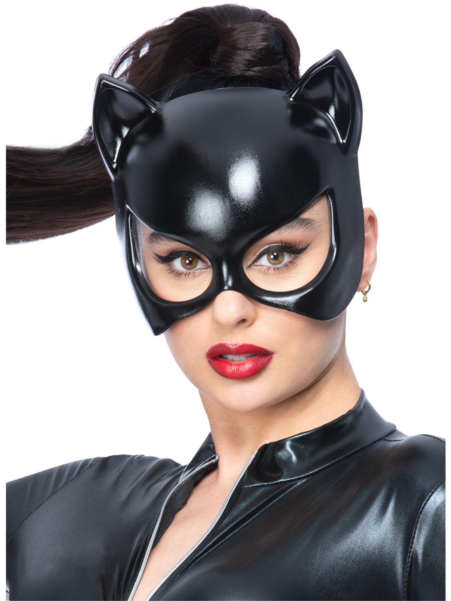 Smiffys Black Cat Eyemask für Damen, schwarze Katzenmaske mit elastischem Band