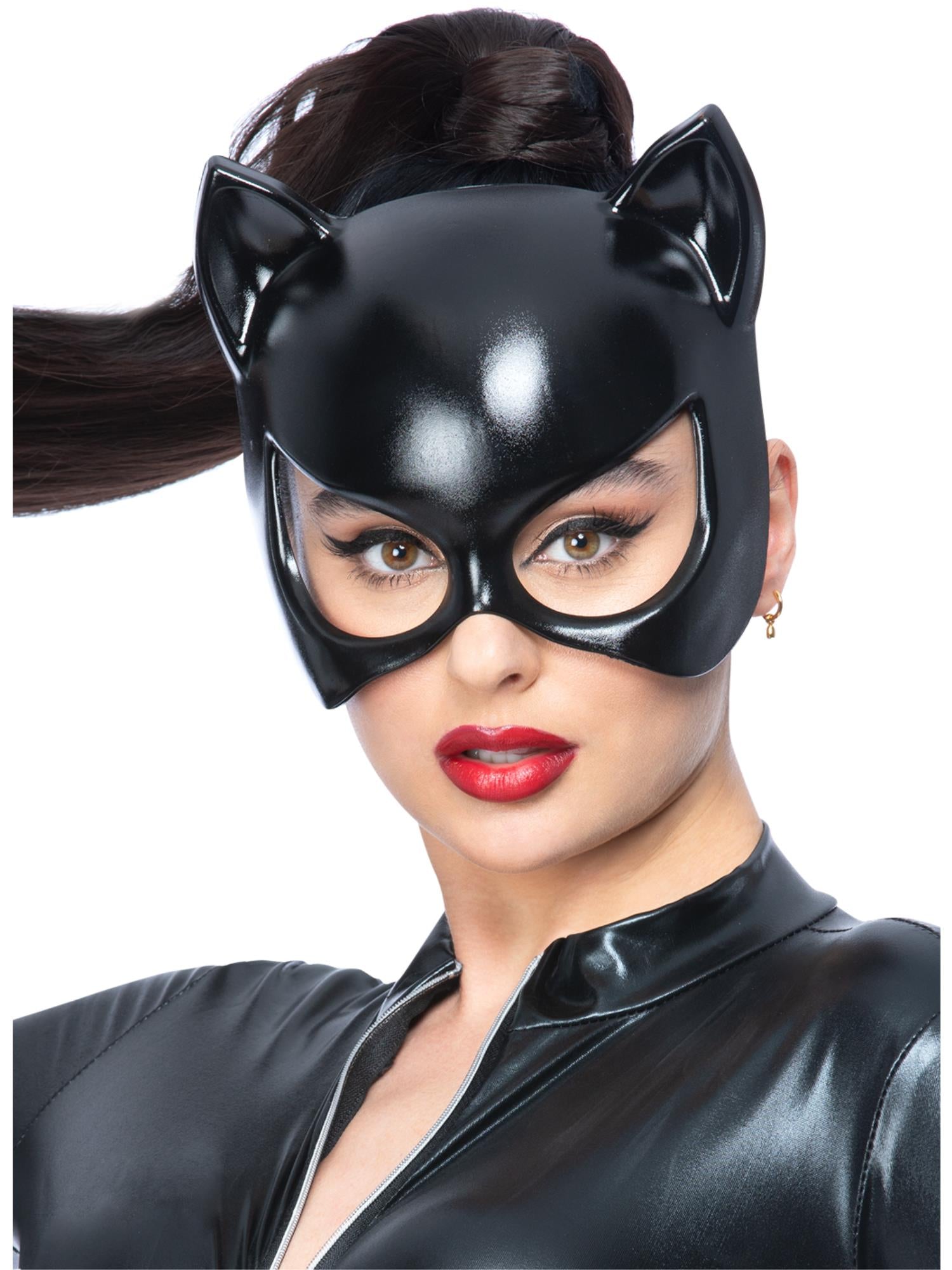 Smiffys Black Cat Eyemask für Damen, schwarze Katzenmaske mit elastischem Band