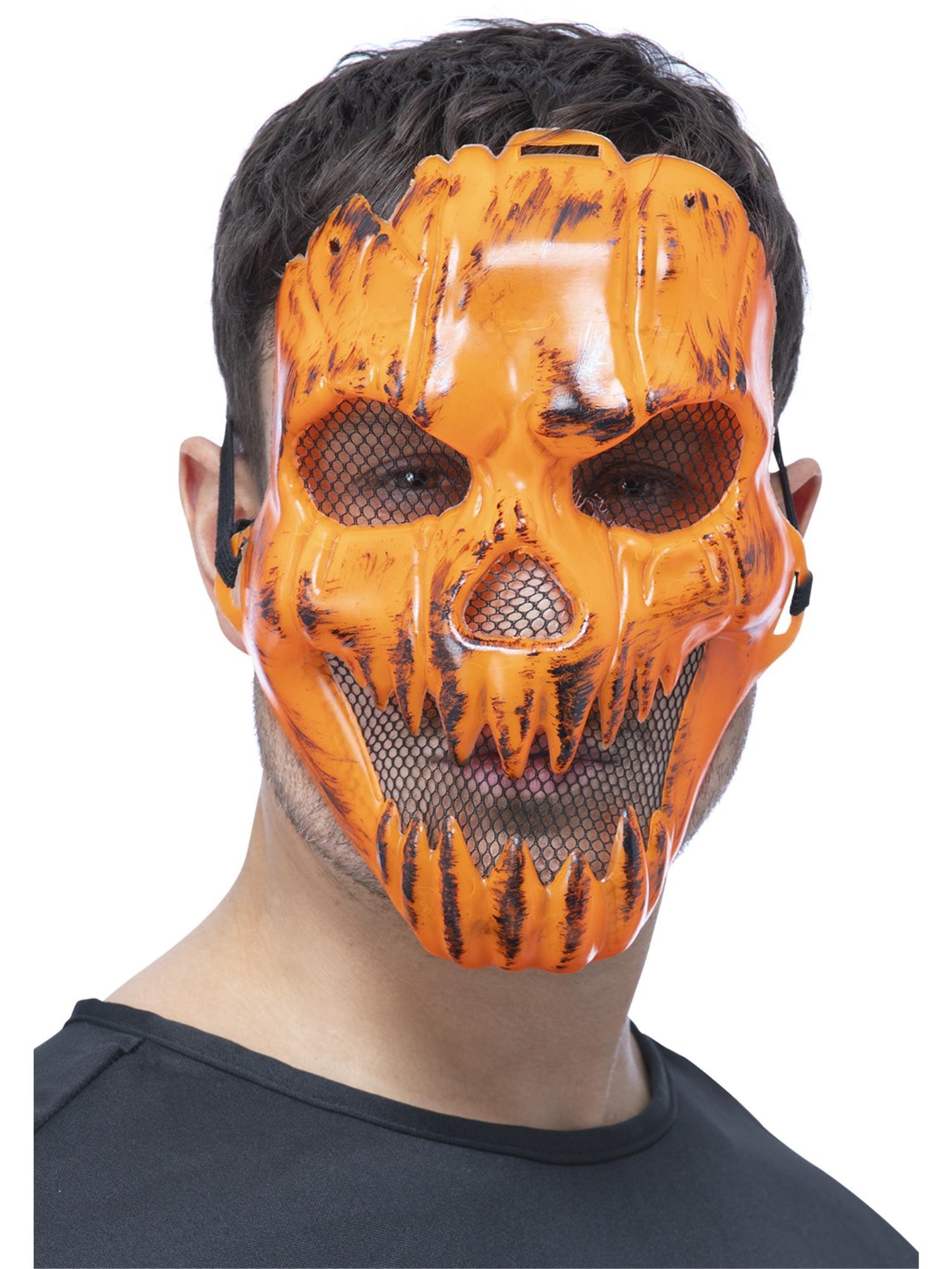 Smiffys Pumpkin-Maske in Orange für Erwachsene mit elastischem Band – Produktansicht