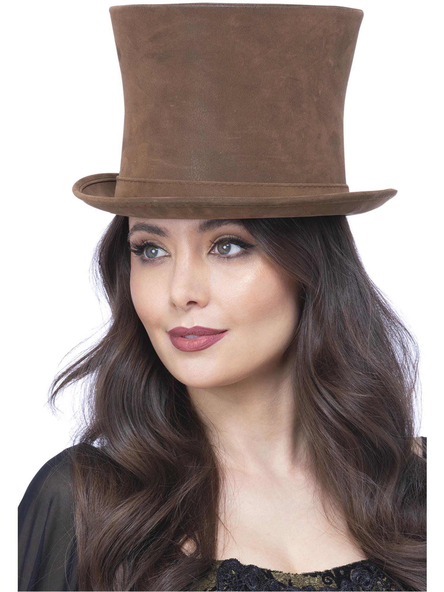 Smiffys Victorian Top Hat braun im Suede-Look für Erwachsene