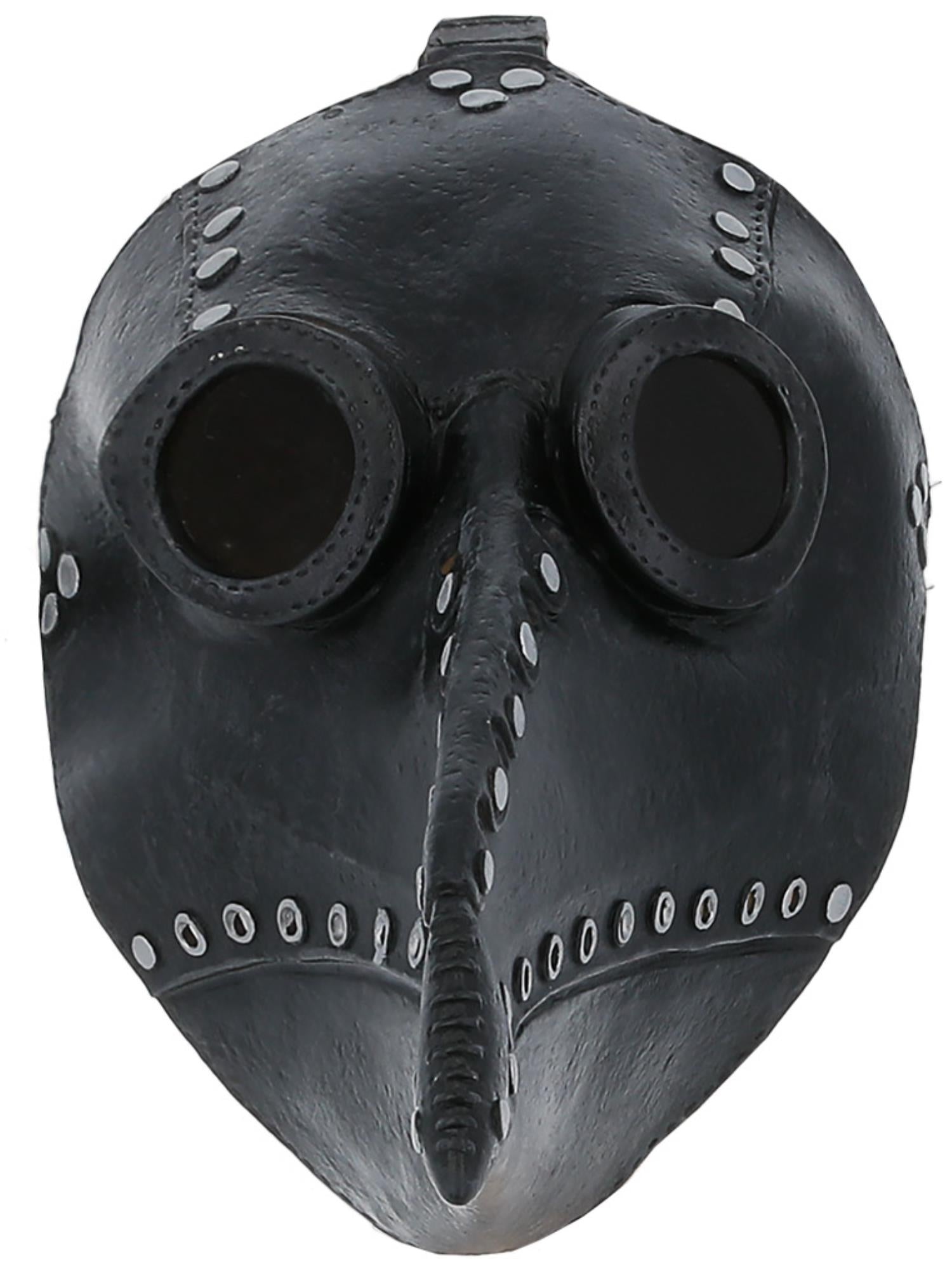 Smiffys schwarze Latex Plague Doctor Maske für Herren – Detailansicht