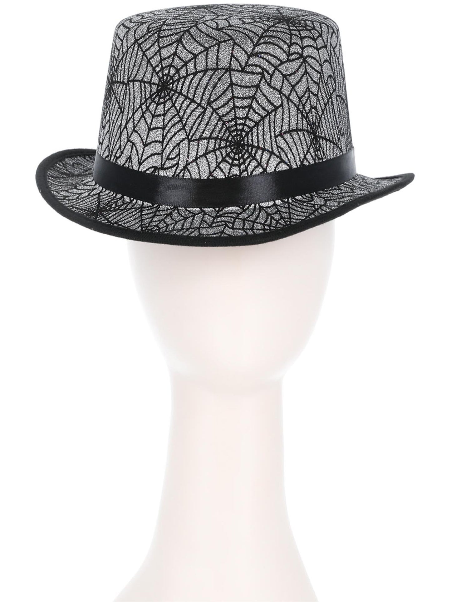 Smiffys GOTHIC Spider Web Top Hat in Grau – Detailansicht