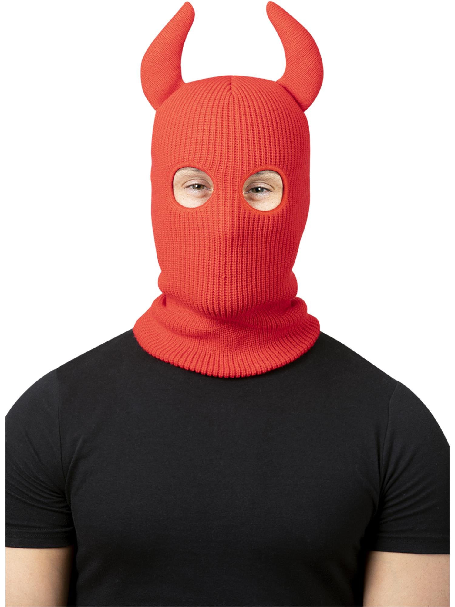 Smiffys Devil Balaclava Skimaske mit Hörnern in Rot für Erwachsene