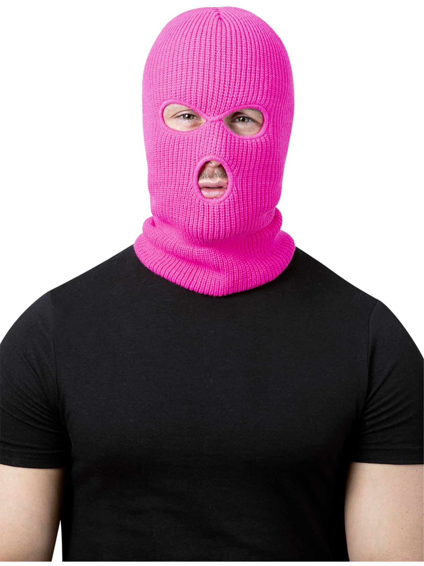Smiffys ROBBER Balaclava Ski Mask Neon Pink für Erwachsene – Produktansicht