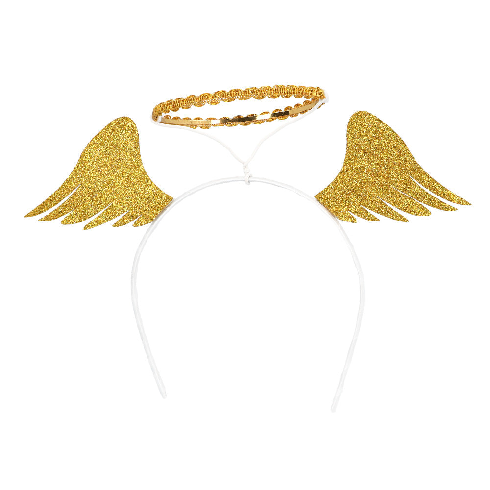 Diadem mit Engelsflügel und Heiligenschein in Gold