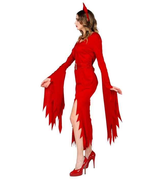 Rotes Teufelskostüm mit Kleid, Gürtel und Teufelshörnern