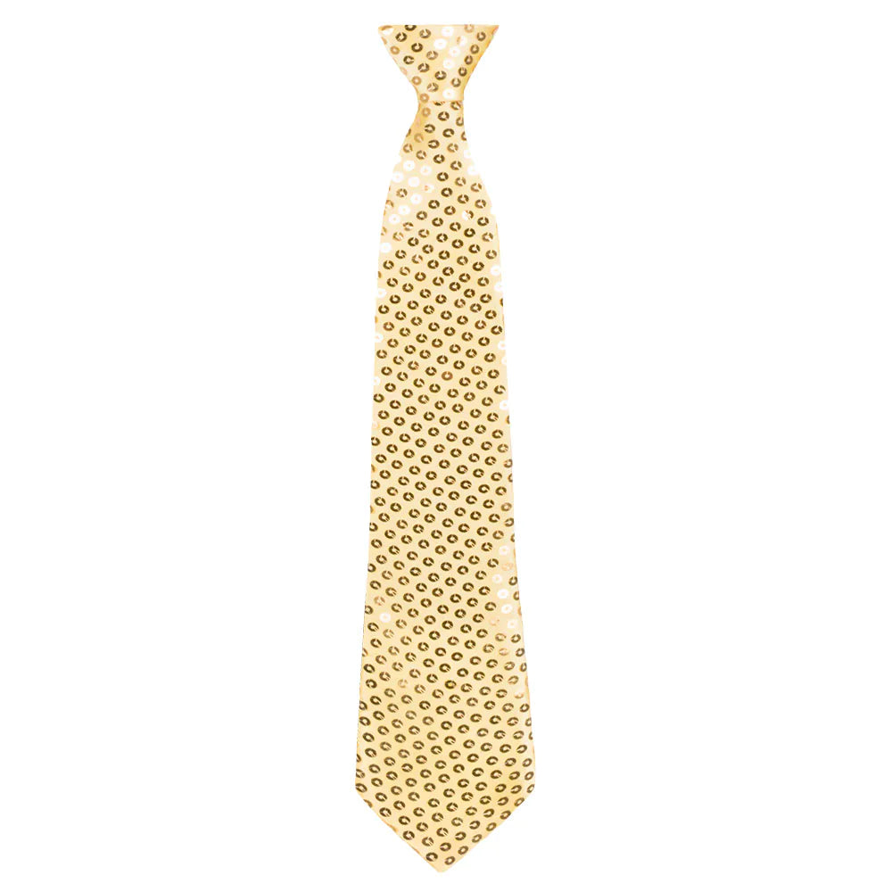 Goldene Pailletten Krawatte Schlips 40 cm