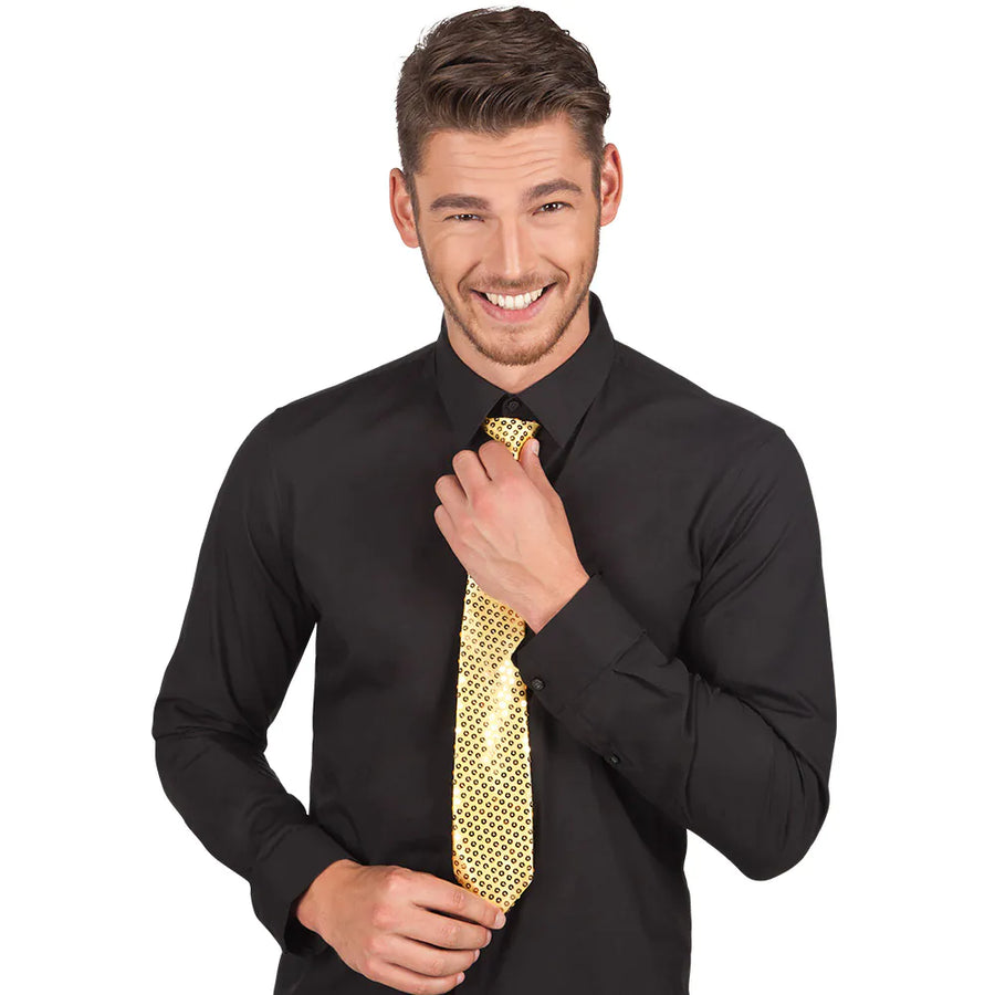 Boland Goldene Pailletten Krawatte Schlips 40 cm – Detailansicht