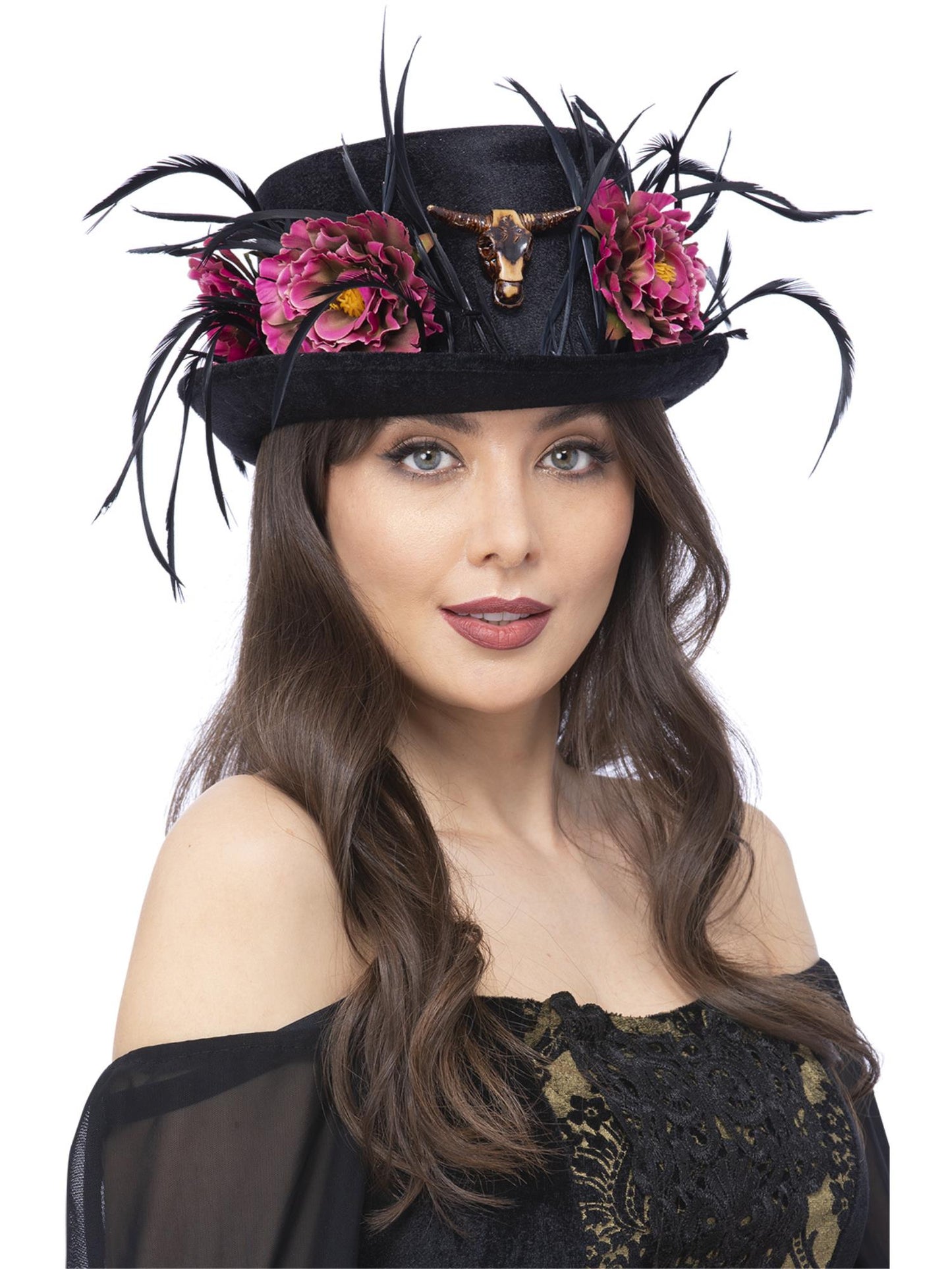 Smiffys DOTD Floral Horn Top Hat für Damen