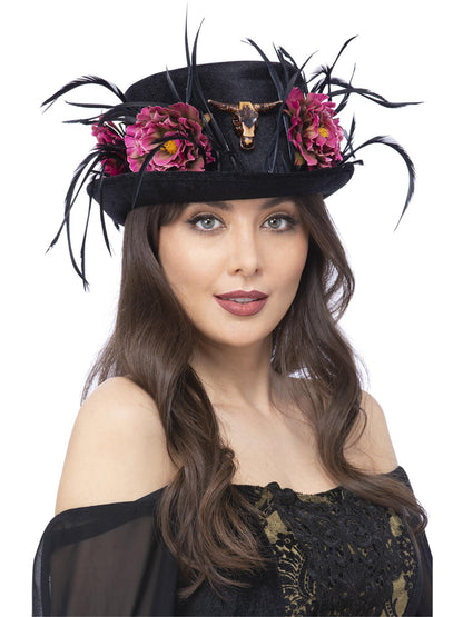 Smiffys DOTD Floral Horn Top Hat für Damen