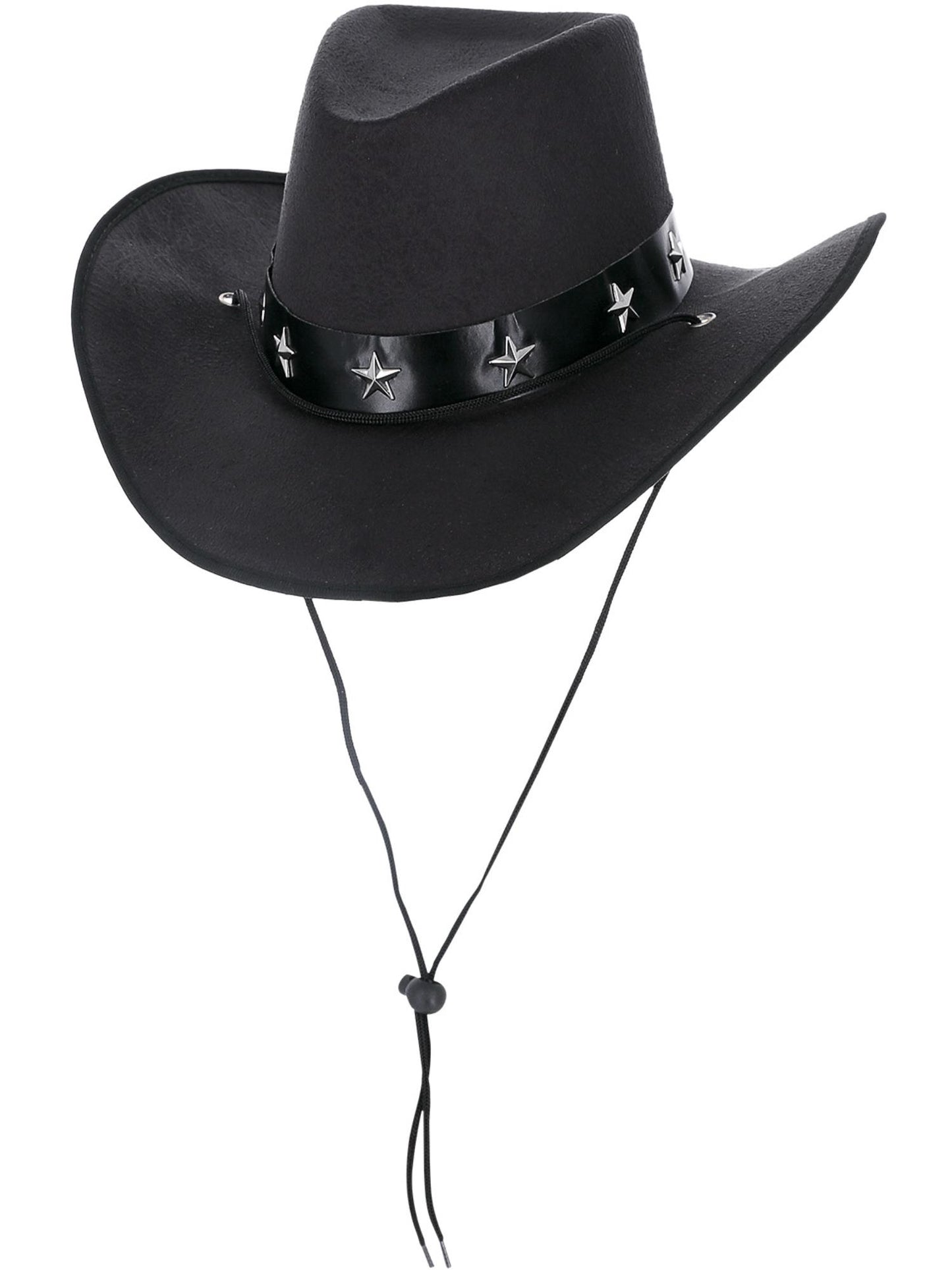 Smiffys schwarzer Western-Cowboyhut mit Hutband und Sternmotiv für Erwachsene