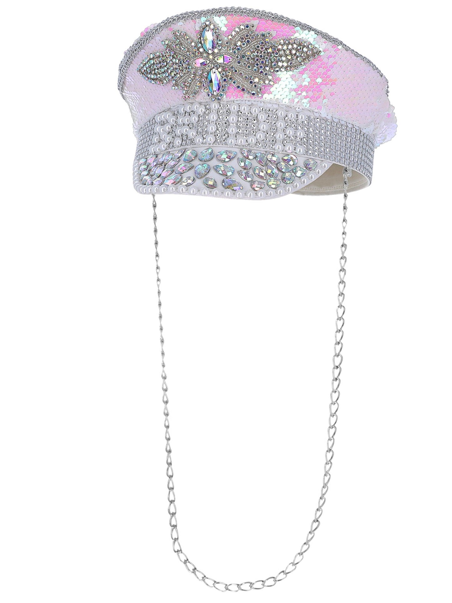 Smiffys Fever Deluxe Sequin & Pearl Bride Captains Hat für Unisex