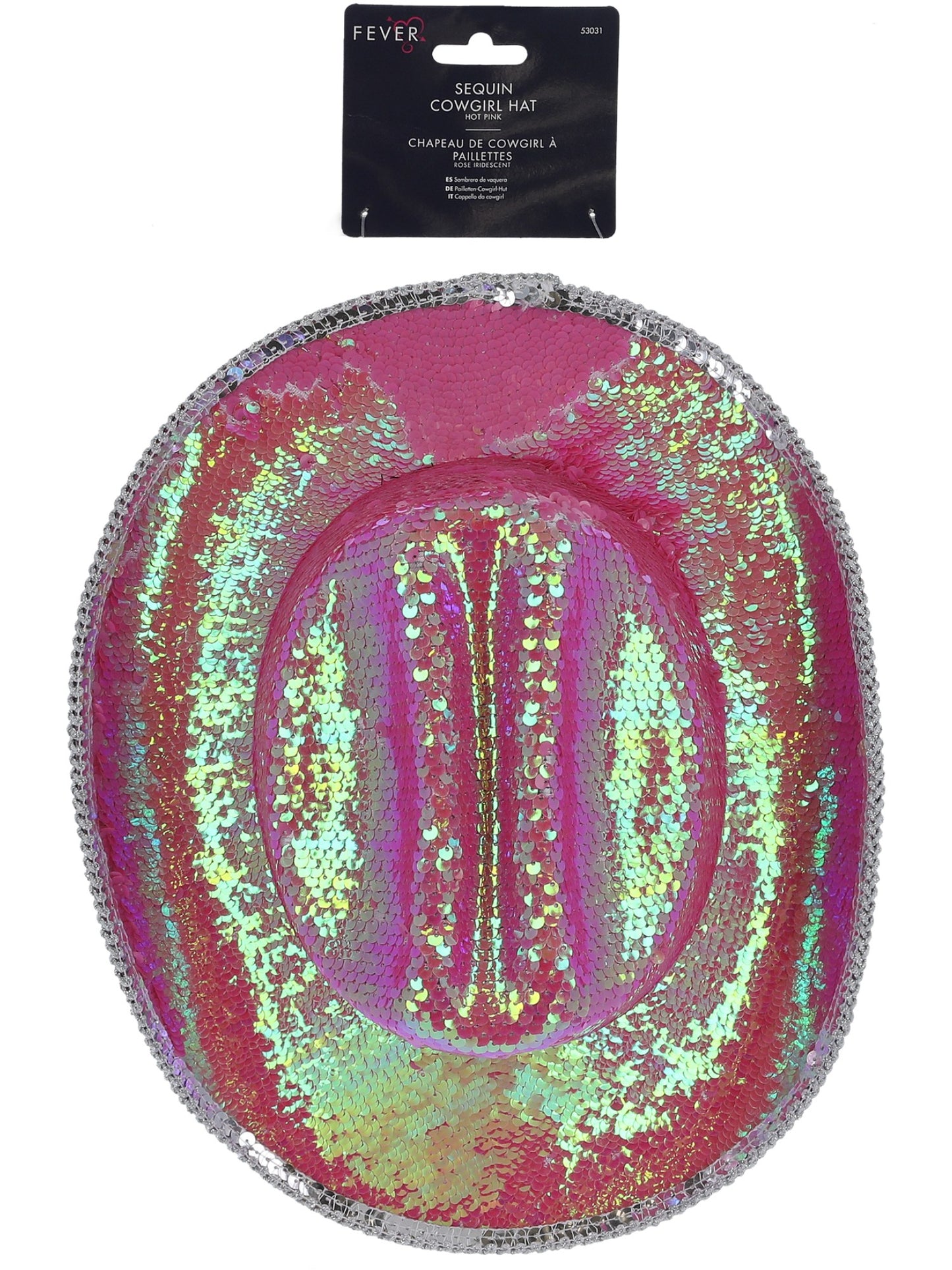 Smiffys WESTERN Fever Deluxe Sequin Cowboy Hat, Iridescent Pink für Unisex