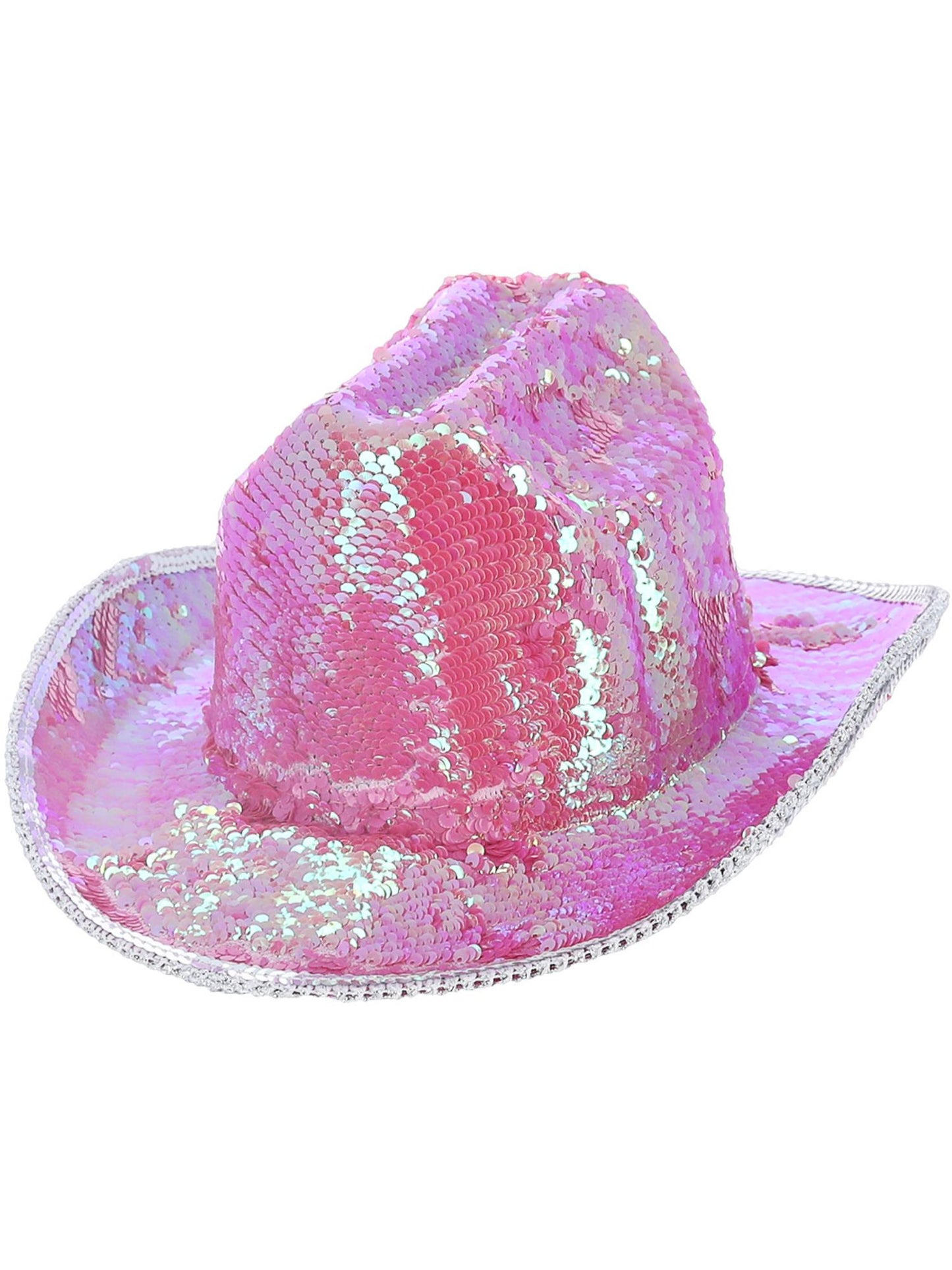 Smiffys WESTERN Fever Deluxe Sequin Cowboy Hat, Iridescent Pink für Unisex