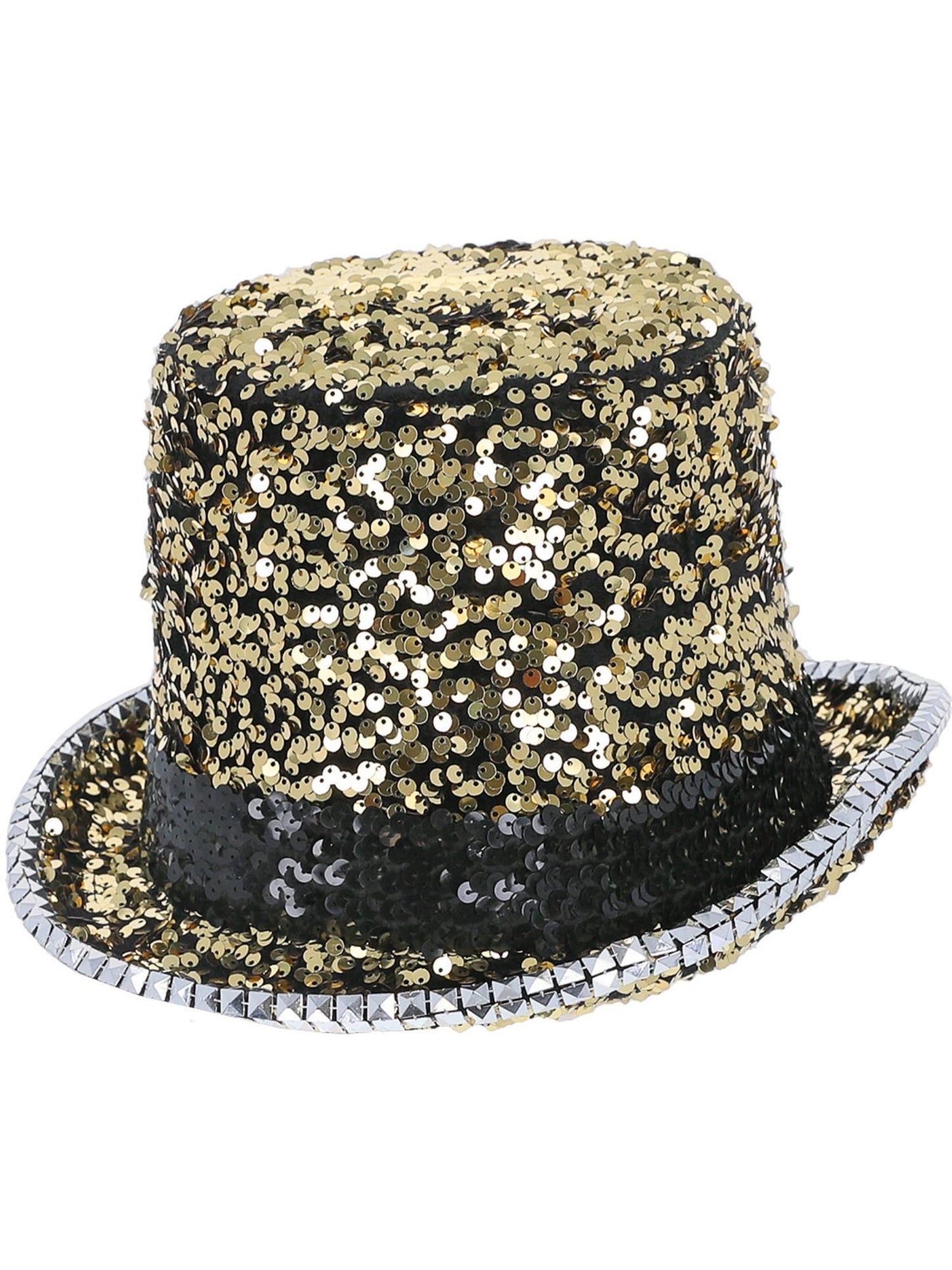 Smiffys Fever Deluxe goldener Filz-Zylinder mit Pailletten für Erwachsene