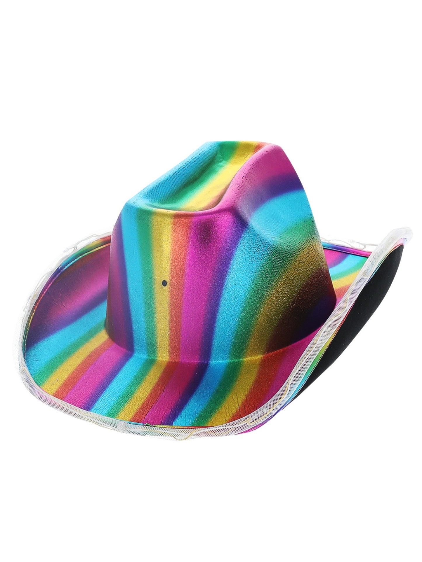Smiffys LED Cowboyhut Rainbow metallisch für Erwachsene – Detailansicht