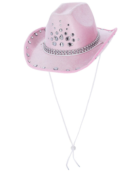Smiffys Baby Pink Rhinestone Cowboy Hat pinker Western-Cowboyhut mit Strassdetails – Detailansicht