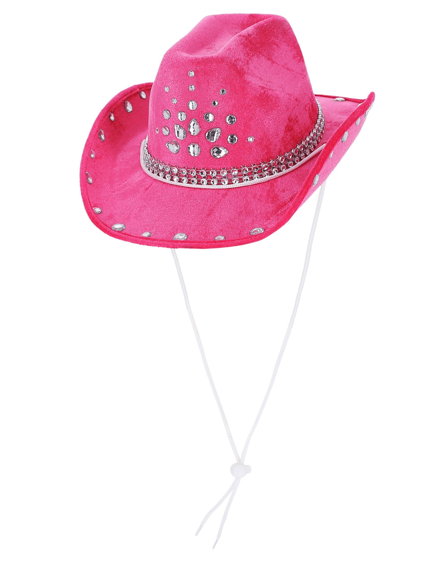 Smiffys Hot Pink Rhinestone Cowboyhut WESTERN für Erwachsene – Detailansicht